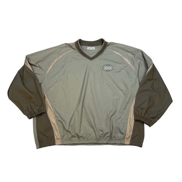 Kith New York V Neck Wind Breaker Pullover Sweatshirt Light Tan Khaki Men's XXL - Picture 2 of 9